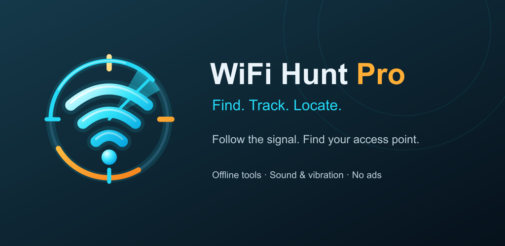 WiFi Hunt Pro med signalmåler og signalhistorik i Hunt Mode